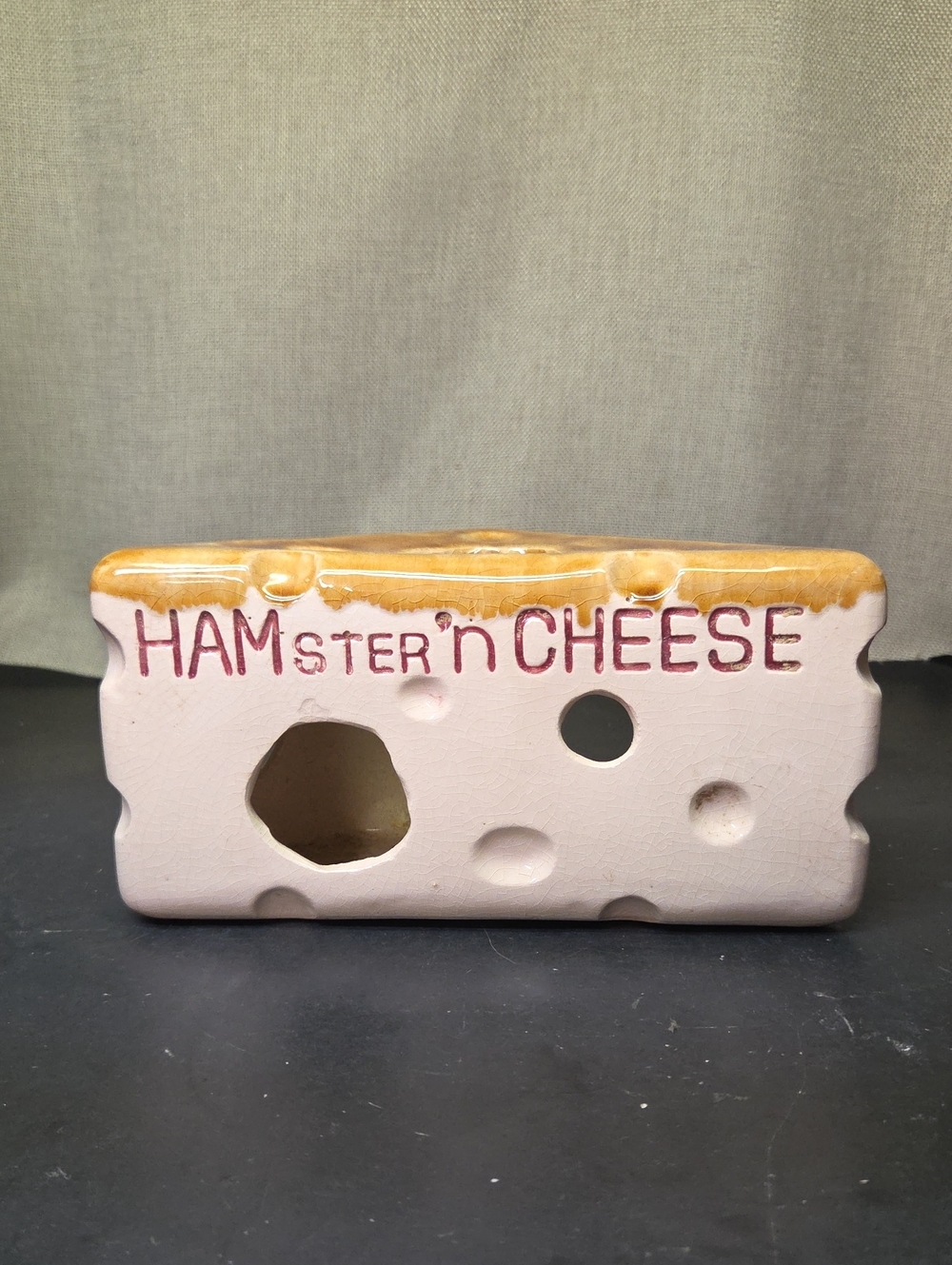 Vtg HAMster 'n Cheese Ceramic Swiss Cheese Wedge Kitsch Decor 1991